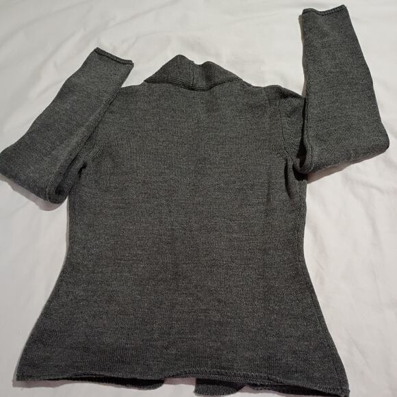 Merino Wool Small Italian Cardigan Coccole Grey Buckle Closure Pockets High-End - Picture 9 of 14